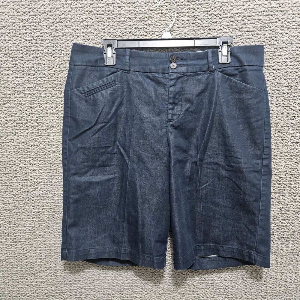 DOCKERS Women's Navy Blue Stretch Regular Fit Pleated Shorts Size 12